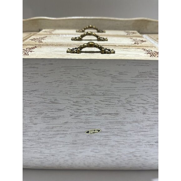 Vintage Florentine JEWELRY BOX Ivory Gold Wood 3 Drawer TOYO Japan - Picture 5 of 6